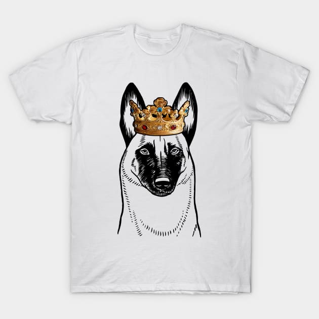 Belgian Malinois Dog King Queen Wearing Crown T-Shirt by millersye